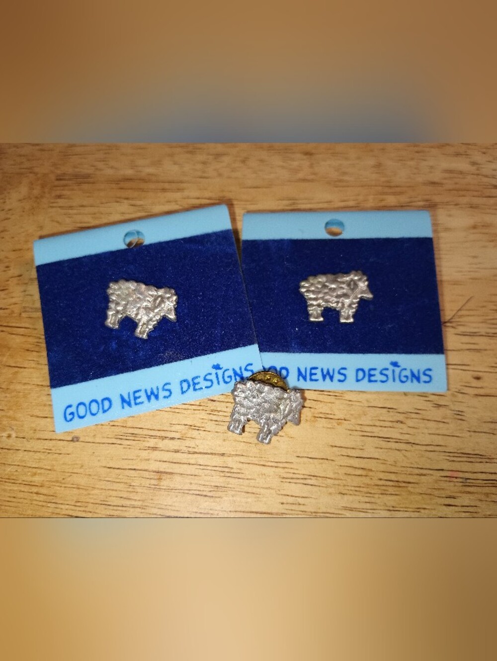 3 Vintage Pins. Good News Designs. Pewter Lambs
